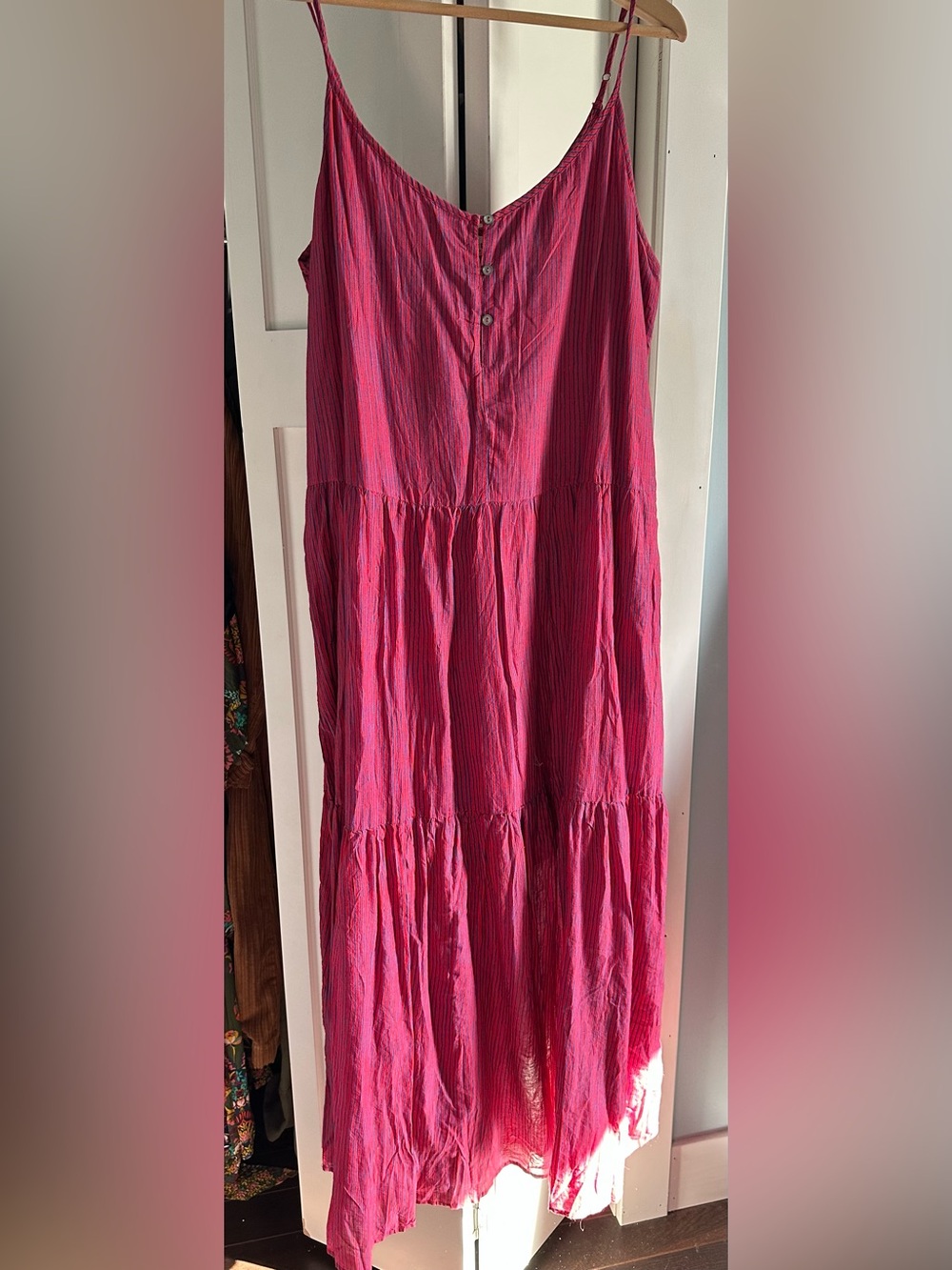 ANTHROPOLOGIE Velvet by Graham & Spencer Tiered Spaghetti Strap Maxi Dress - L